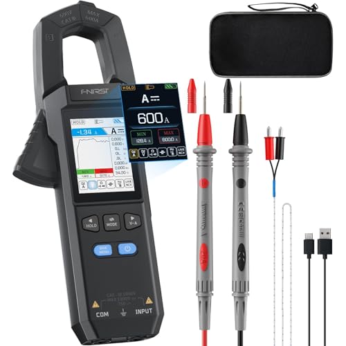 FNIRSI DMC-100 Clamp Meter 9999 Counts TRMS, 600A AC/DC Amp Meter
